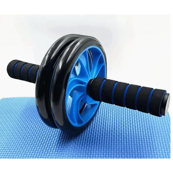 Ab Roller Wheel Two Wheel Core Trainer with Non Slip Handles for Strength Training Blue