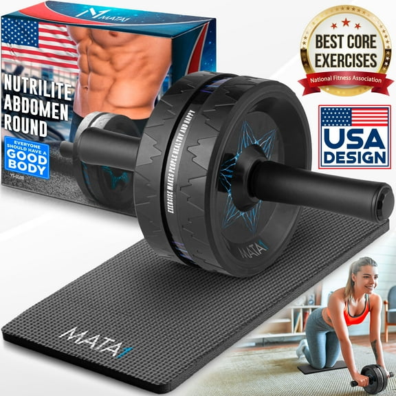 Ab Roller Wheel W/ Knee Pad, Durable and Non-Slip Abs & Core Exercise Equipment by Mata1-USA