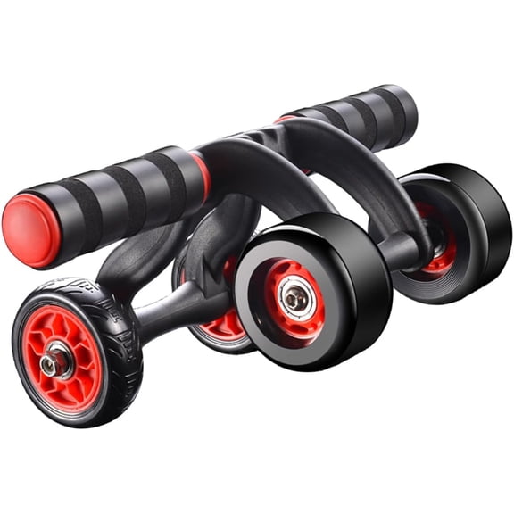 Ab Roller Wheel with Auto Rebound Four Wheel Design and Knee Mat for Core Workout Home