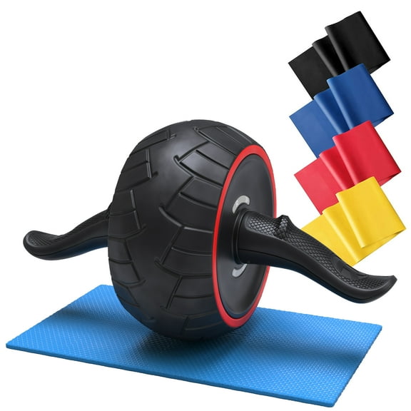 Dimok Ab Roller Wheel Set, includes 1x roller, 1x knee pad, 4 resistance bands, Abdominal Trainers