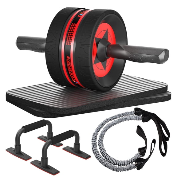 Ab Rollers Wheel Kit Exercise Core Strength Roller Set With Push Up Bars Resistance Bands Mat Home Gym Fitness Equipment For Abs Workout