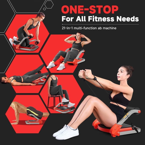Ab Trainer Crunch Machine with 4 Adjustable Resistance Levels and Automatic Rebound for Full Body Workout