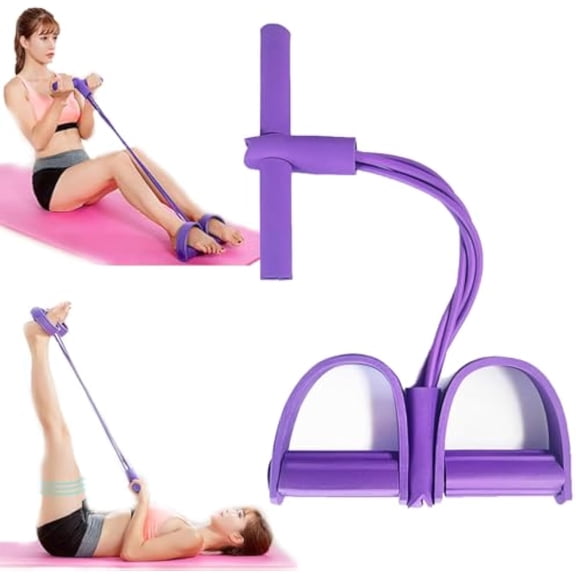Ab Training Auxiliary Device with Bands, Sit up Fitness Equipment, Pedal Resistance Band with Handle, 4/6 Tube Pedal Ankle Puller, Home Gym Exercise Equipment for Women and Me
