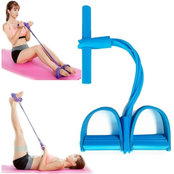 Ab Training Auxiliary Device with Bands, Sit up Fitness Equipment, Pedal Resistance Band with Handle, 4/6 Tube Pedal Ankle Puller, Home Gym Exercise Equipment for Women and Me