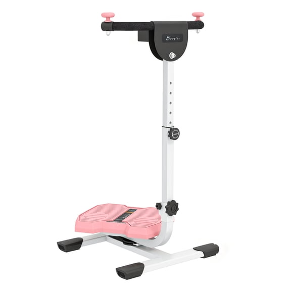 Ab Twister Board with LCD Display - Foldable Waist Trainer for Women & Men - Pink Core Workout Equipment - Adjustable Height - Home Fitness