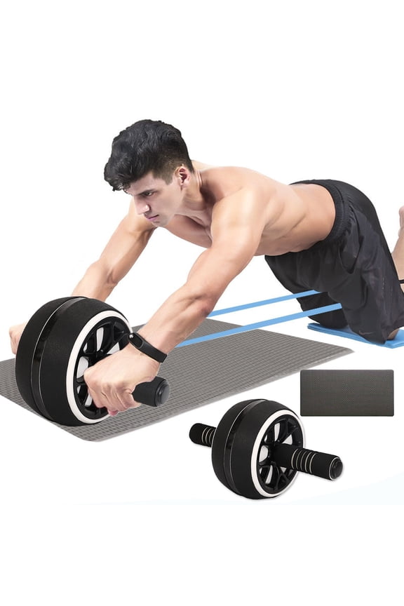 Ab Wheel Roller, Non-Slip Foam Handle Core Strengthener, Knee Pad Included, Home Exercise Equipment for Abs Workout, Portable Fitness Wheel, Muscle Toning, Rehabilitation Training