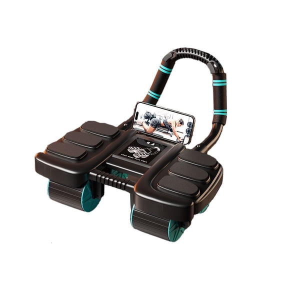 Ab Wheel Roller with Elbow Support, Automatic Rebound Abdominal Wheel, Four-Wheel Core Workout Equipment for Home Gym