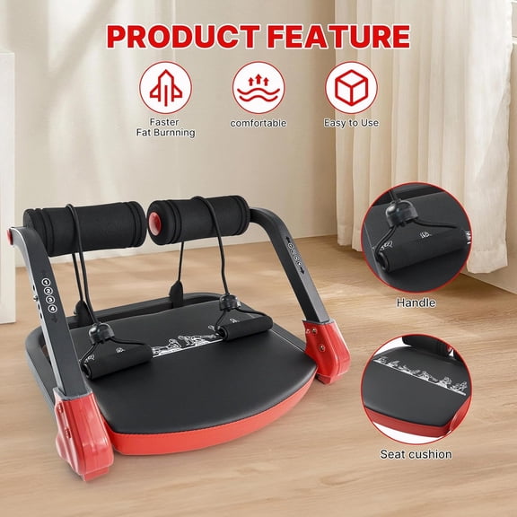 Ab Workout Equipment, Ab Machine with Resistance Bands for Stomach Workout, Ab Crunch Machine Sit Up Machine with 4 Adjustable Resistance for Home Exercise, 330 LBS Weight Capacity