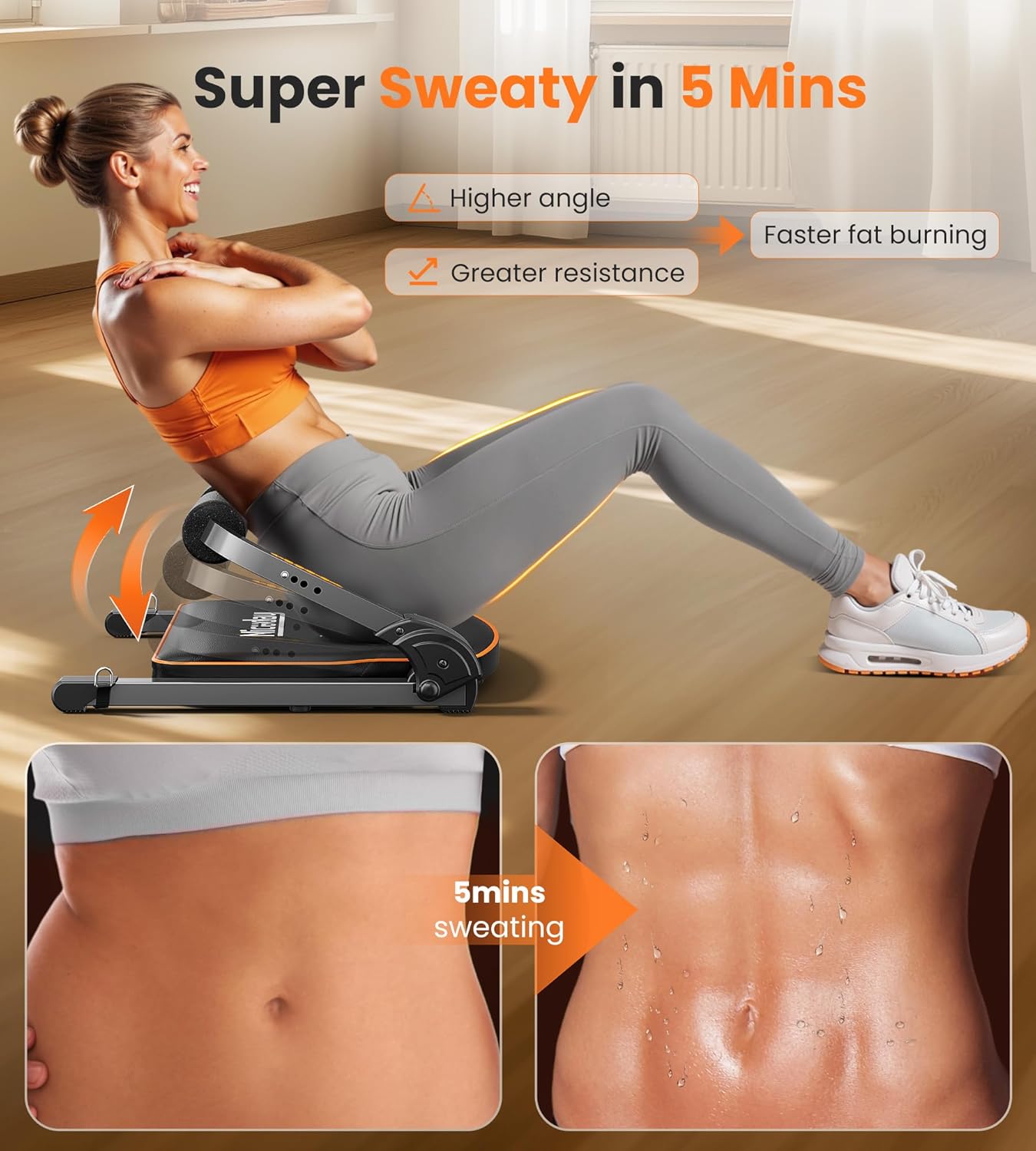 Ab Workout Equipment, Sit Up Machine with 330 LBS Capacity for Home Gym Core Training