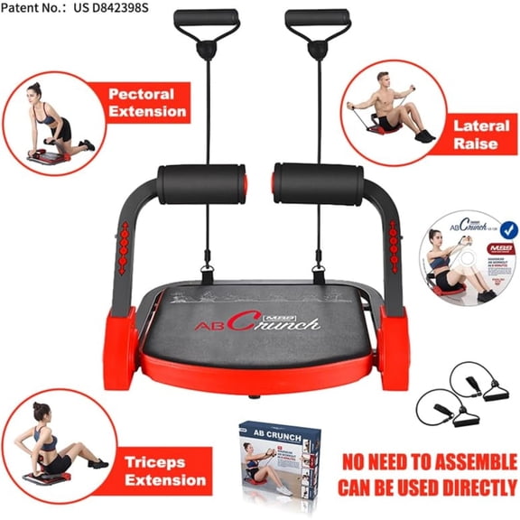 Ab Workout Equipment Sit Up Machine with Resistance Bands for Home Gym Core Trainer