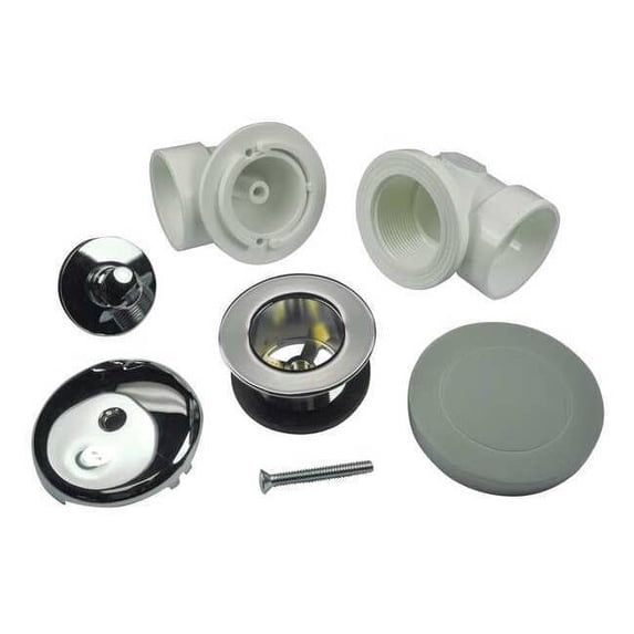 Ab&a Bath Waste & Overflow, PVC with Push eN Lift Stopper 60354