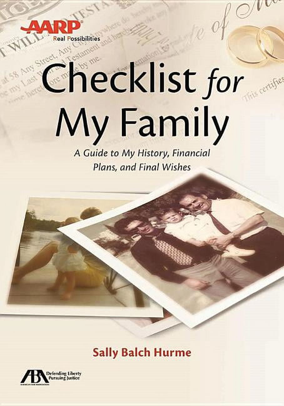 Aba/AARP Checklist for My Family: A Guide to My History, Financial Plans and Final Wishes (Paperback)