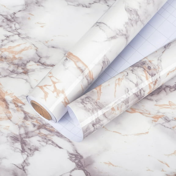 AbaBoorty 196" x15.8" White Brown Marble Contact Paper Glossy Marble Wallpaper Peel and Stick Countertops for Kitchen Bathroom Counter top Stick Paper Granite Self Adhesive Waterproof Wallpaper