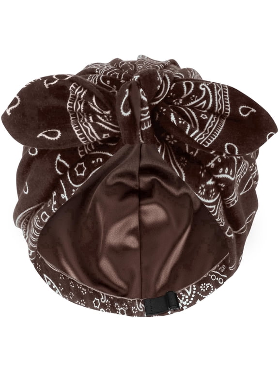 Satin Lined Beanies for Women Chemo Headwear Silky Lined Cotton Sleeping Cap(Brown)