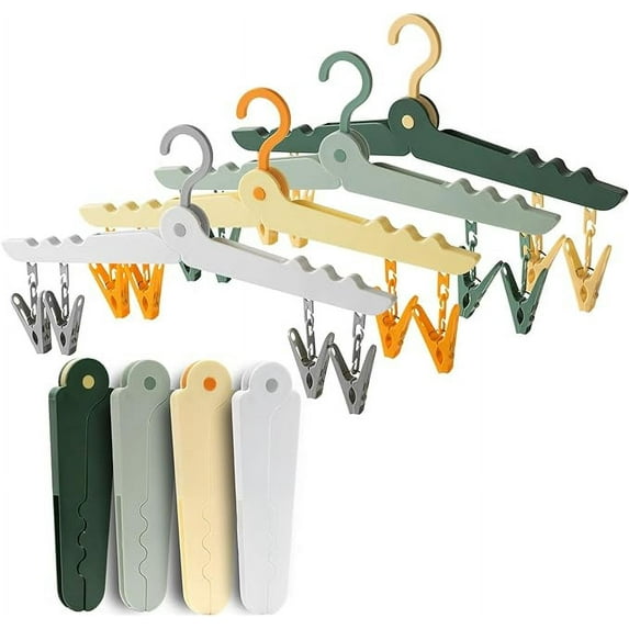 Ababeny 4 PCS Modern Travel Hangers With Clips, Portable Folding Clothes Hangers Travel Accessories Foldable Clothes Drying Rack for Travel, Durable Travel Hangers Foldable for Suitcase Cruise
