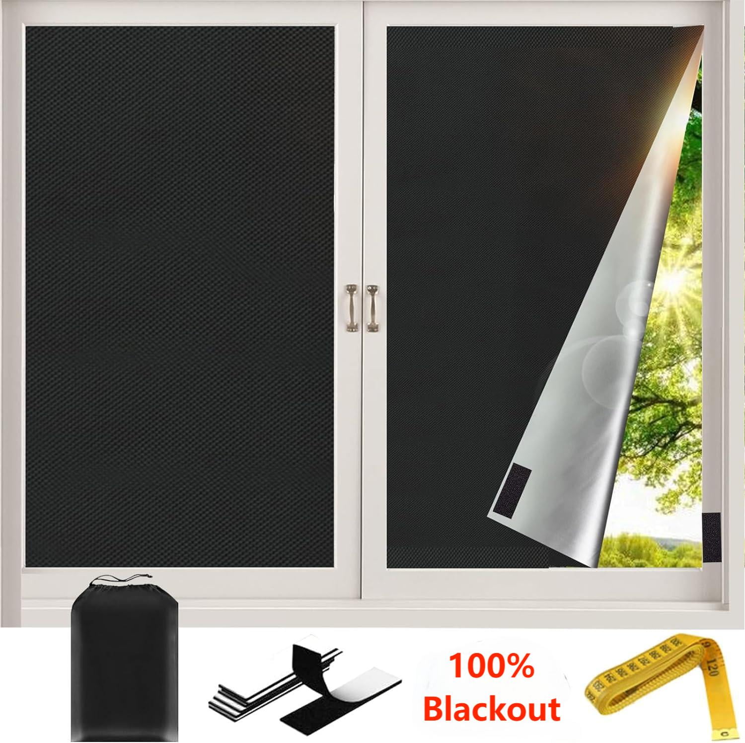 ABABENY Blackout Blinds Portable Oxford Cloth Window Treatment Shades, 118" x 57"