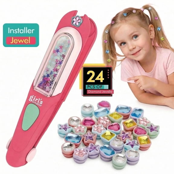 Ababeny Hair Gem Stamper Kit, Bling Hair Jewels for Girls Toys, Hair Styling Tool with Reusable Shining Diamonds, Birthday Gifts Toys for Girls Ages 3 4 5 6 8-12