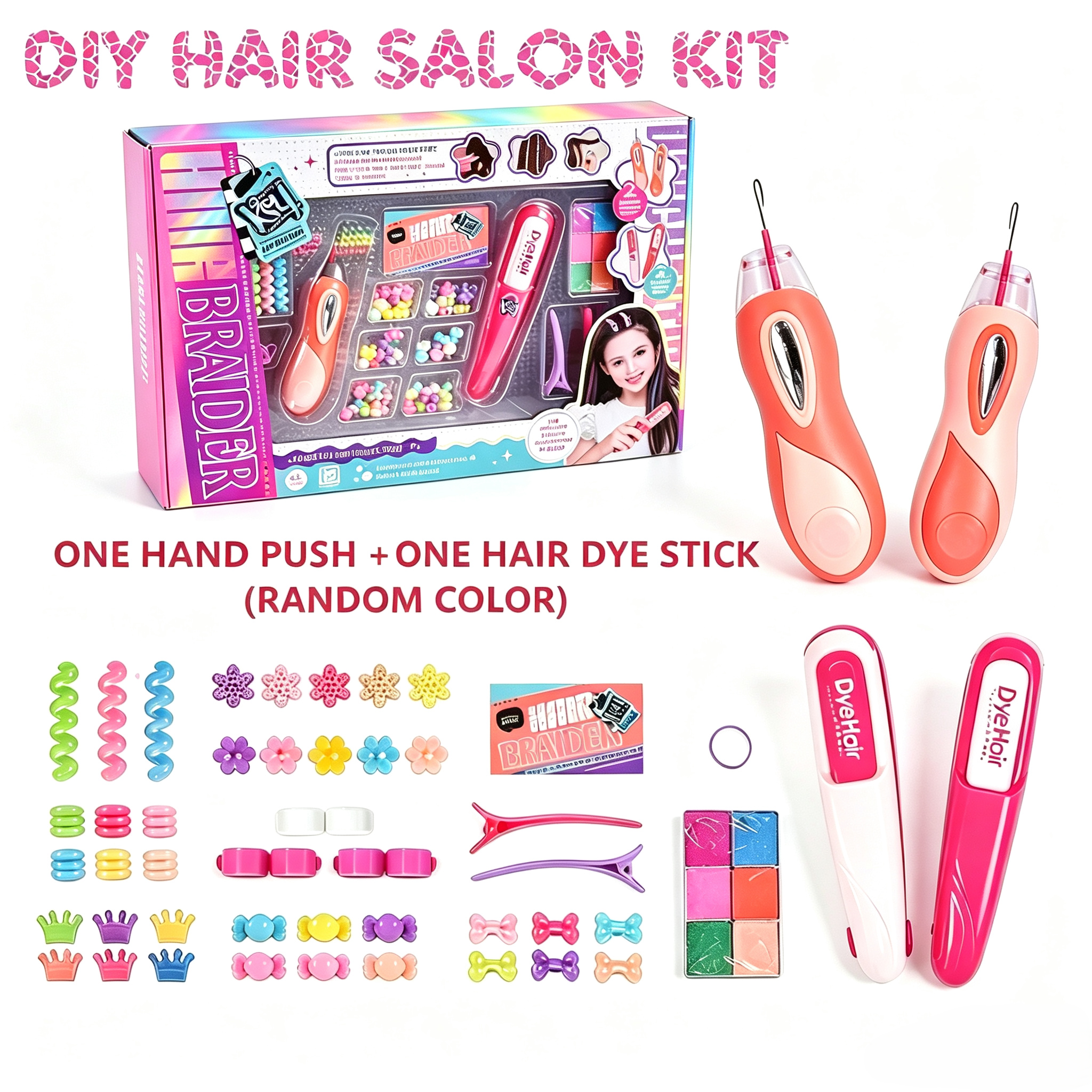 Ababney Girls DIY Hair Styling Kit, Hair Braider Machine with Washable ...