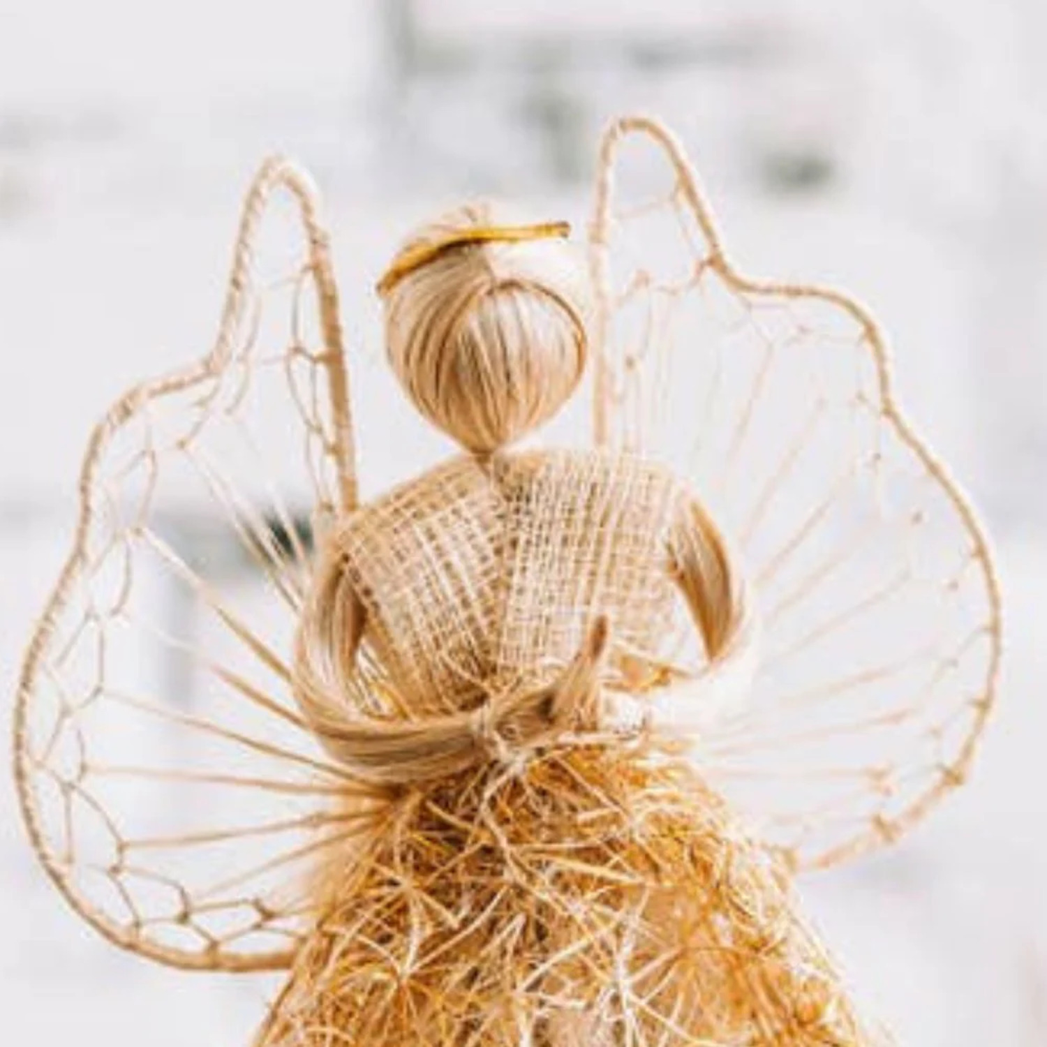 Abaca Gold Praying Angel Tree Topper