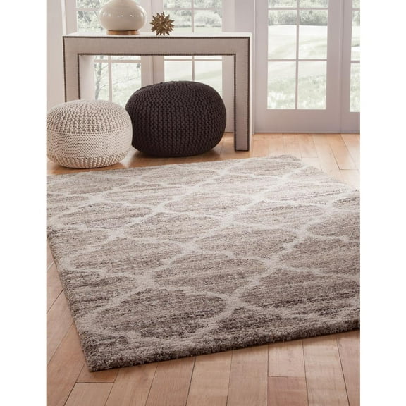 Abacasa Granada Trellis Ivory/Tan/Brown  Area Rug, 5'3" x 7'6"