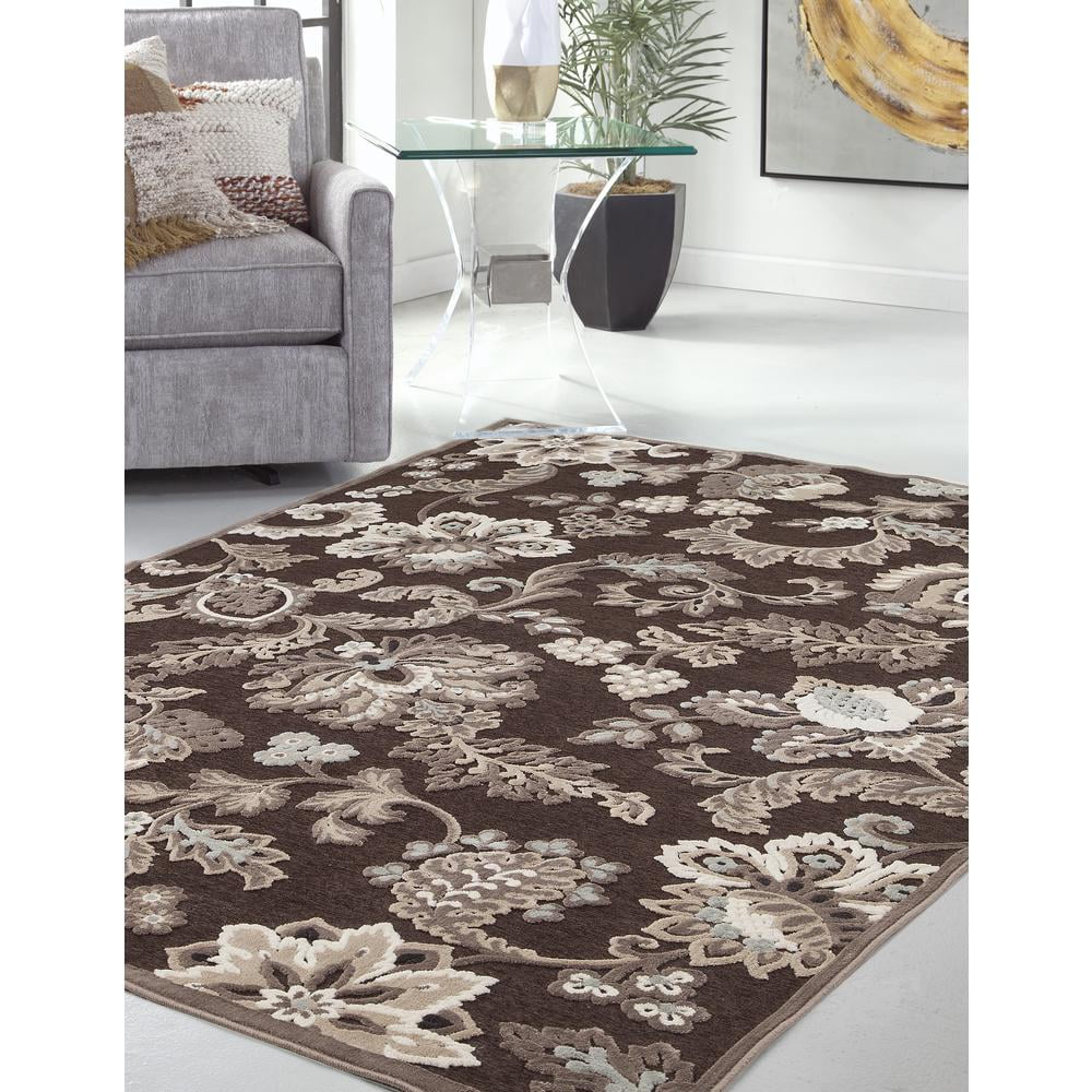 Napa Arlington Black and Ivory Floral 5x8 Area Rug