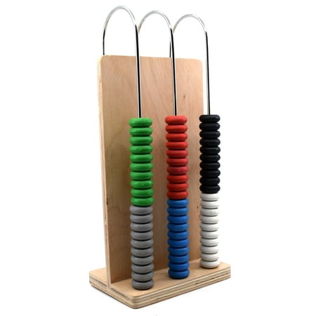 Abacus, 3 U-shaped steel wires, Wooden Frame, Arithmetic Learning and Calculation Tool for students and teachers - Eisco Labs