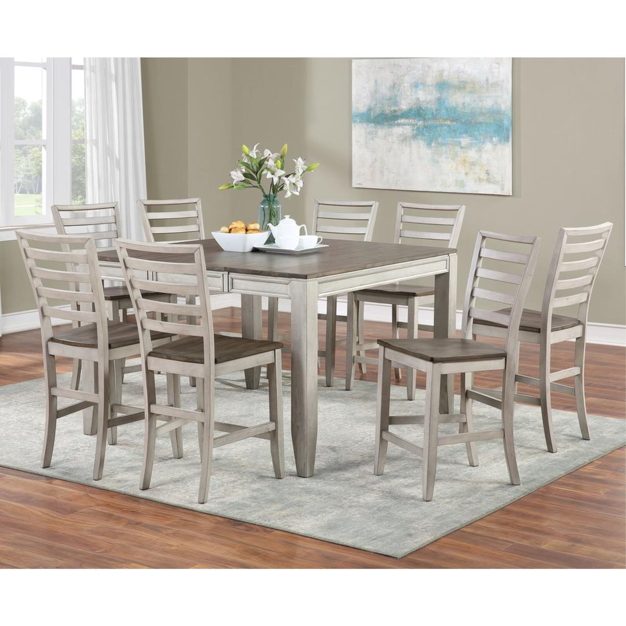 Abacus Smokey Alabaster and Honey 9-Piece Counter Dining Set