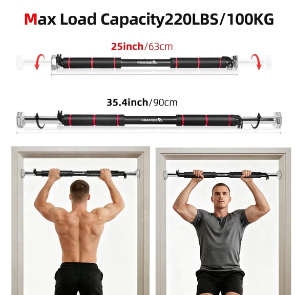 AbahubFit Doorway Pull-Up Bar with Safety Lock, 220LBS Heavy-Duty Door Frame Bar, No Screw Adjustable Chin-Up Bar for Pull-Ups Sit-Ups Push-Ups