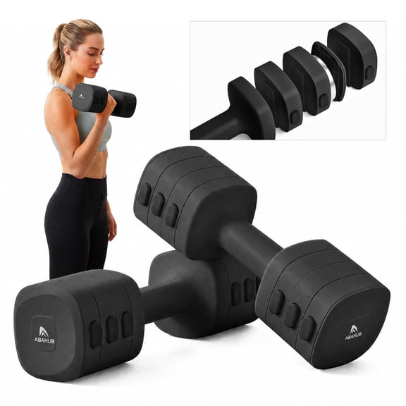 AbahubFit Adjustable Dumbbells Set for Women, Click-Lock Design with 12 Weight Plates, Compact Home Gym Equipment