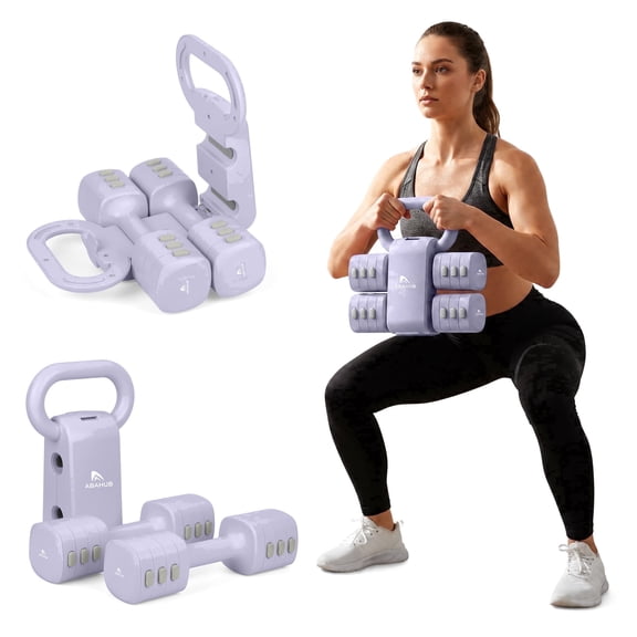AbahubFit 2-in-1 Adjustable Kettlebell & Dumbbell Set for Women, Click-Lock Design with 12 Weight Plates, Compact Home Gym Strength Training Equipment