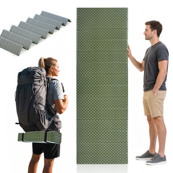 AbahubFit Foam Camping Sleeping Pad, Ultralight Foldable Waterproof Ixpe Mat with Aluminum Film, Wide Pad for Backpacking Hiking Picnic Yoga