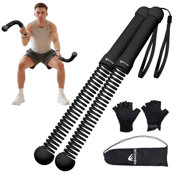AbahubFit Weighted Ropeless Battle Rope 2PCS, Portable Silent HIIT Equipment with Gloves, Full-Body Cardio & Strength Trainer for Home Office Travel