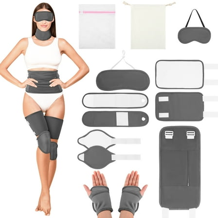 Abaima 11 Pack Castor Oil Wrap Pack, Reusable Organic Castor Oil Wrap Pack with Laundry Bag and Organizer Bag, Organic Flannel Cotton Castor Oil Compress Pads for Women