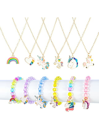 LNKOO 6 Pcs Toddler Costume Jewelry Princess Necklace Bracelet Set
