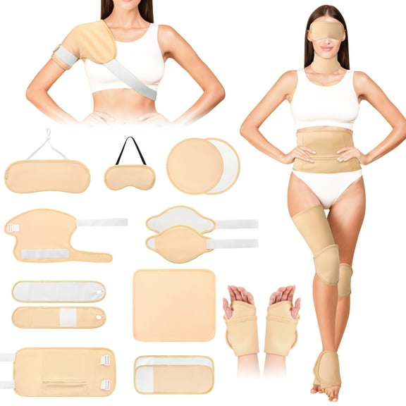 Abaima 13 Pack Castor Oil Pack Wrap, Organic Castor Oil Pack with Anti Oil Leak Design, Upgraded for Shoulder and Hand, Organic Flannel Cotton Reusable Castor Oil Compress Pads for Women