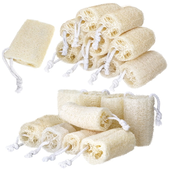Abaima 18 Pack Natural Loofah Sponge Unbleached, Exfoliating Bath Sponge for Shower, Loofah Body Scrubber for Men Women, Soft Shower Sponge for Bathing Kitchen Cleaning