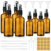 Abaima 21 Pcs Amber Glass Spray Bottles Set, Leak-Proof 1oz & 1.7oz Refillable Bottles with Fine Mist Pumps, Funnels, Droppers, and Stickers for Essential Oils, Body Sprays, Travel, and DIY