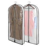 Abaima 2 Pack 60" Garment Bags for Hanging Clothes, 4" Gusseted Clothing Hanging Protector, Clear Hanging Clothes Cover with Full Zipper, Dust-Proof Hanging Clothes Bags for Closet Storage(60 inches)