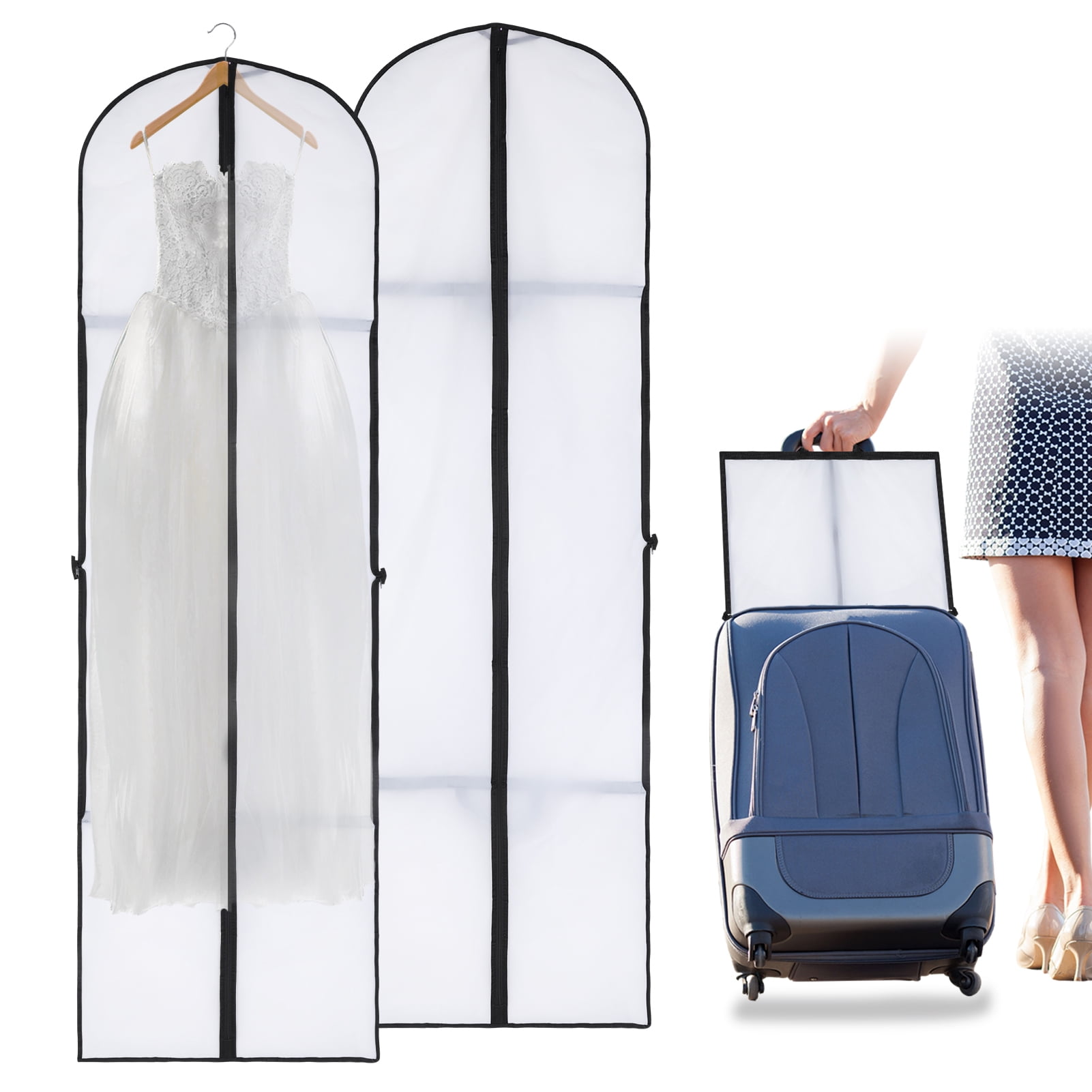 Abaima 2 Pack 71'' Garment Bags for Storage, Foldable Waterproof Long