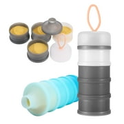 Abaima 2 Pack Baby Formula Dispenser, 4 Layers Non Spill Formula Dispenser to Go, Portable Stackable Baby Feeding Travel Storage Container for Snack, Oatmeal, Candy, NutsGray and Blue