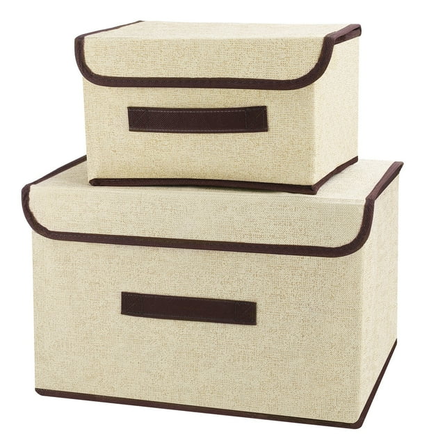 Abaima 2 Pack Foldable Storage Box with Lids and Handle,Collapsible