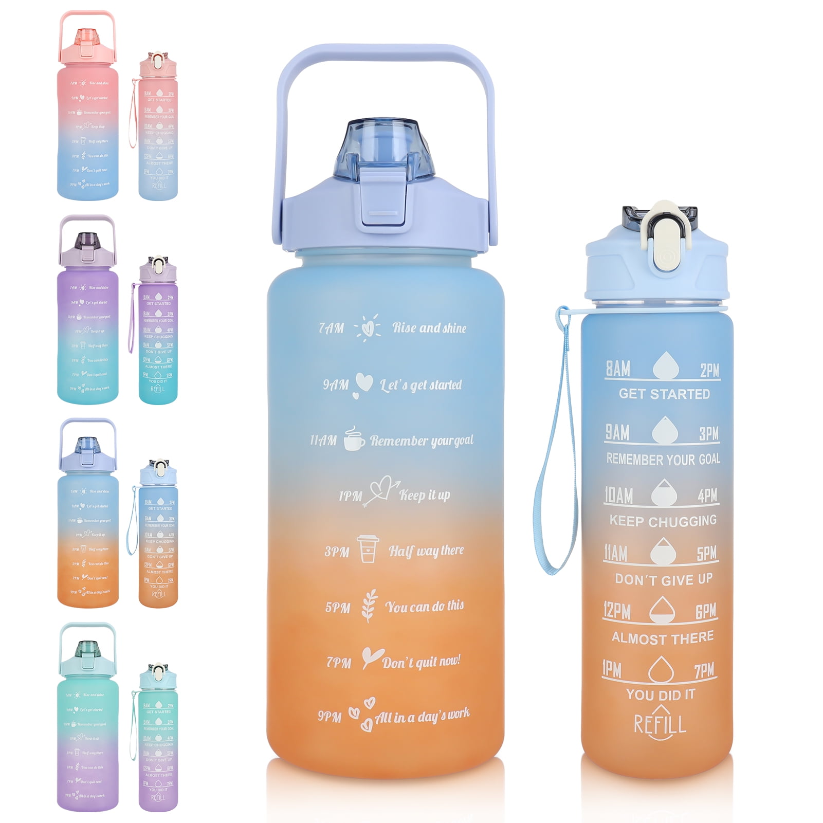 2 Pack Drink Sports School Water Bottle BPAFree Plastic Running Gym Ad