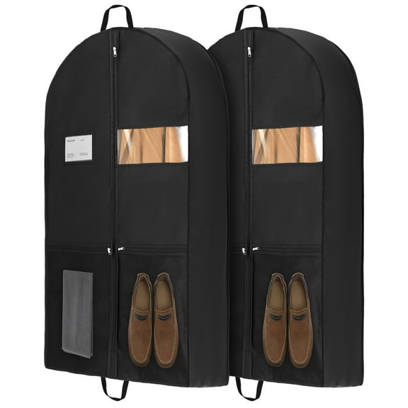 Abaima 2 Pcs 43" Heavy Duty Garment Bags for Travel 6.5" Gusseted Suit Bags for Closet Storage 2 Handles Hanging Clothes Bag with Pocket Mens Suit Cover for Shirts, Coats, Dresses, Suit Holder