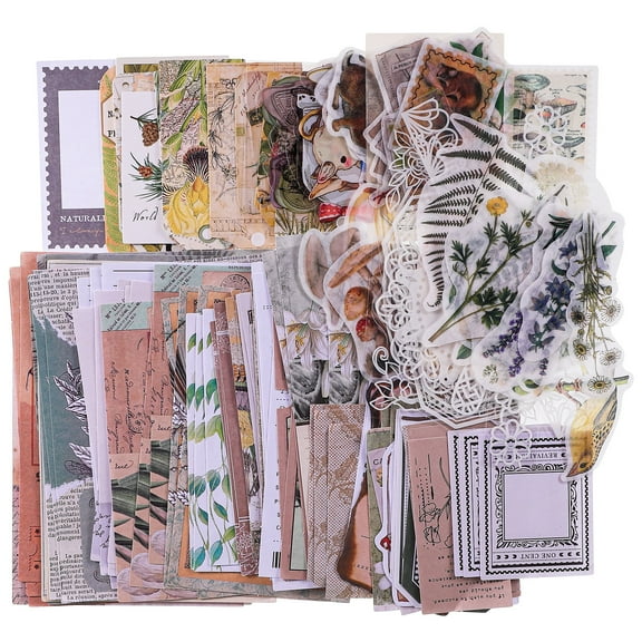 Abaima 260 Pcs Vintage Scrapbooking Stickers and Paper, DIY Washi Stickers, Scrapbooking Stuff for Adults and Kids, Nature Antique Paper Stickers Retro Decorative Decals for Art Journaling