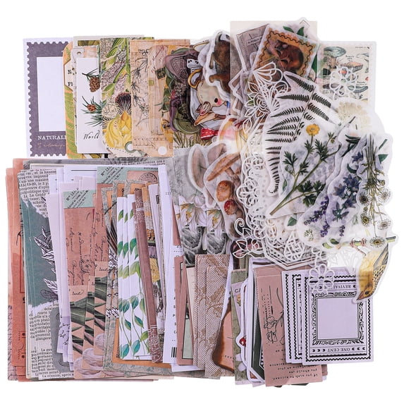 Abaima 260 Pcs Vintage Scrapbooking Stickers and Paper, DIY Washi Stickers, Scrapbooking Stuff for Adults and Kids, Nature Antique Paper Stickers Retro Decorative Decals for Art Journaling