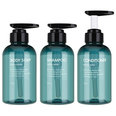 Abaima 3 Pack Shampoo Pump Bottle,10oz/300ml Empty Refillable Shower Bottle,Plastic Reusable Squeeze Lotion Dispenser for Shampoo and Conditioner(Blue)