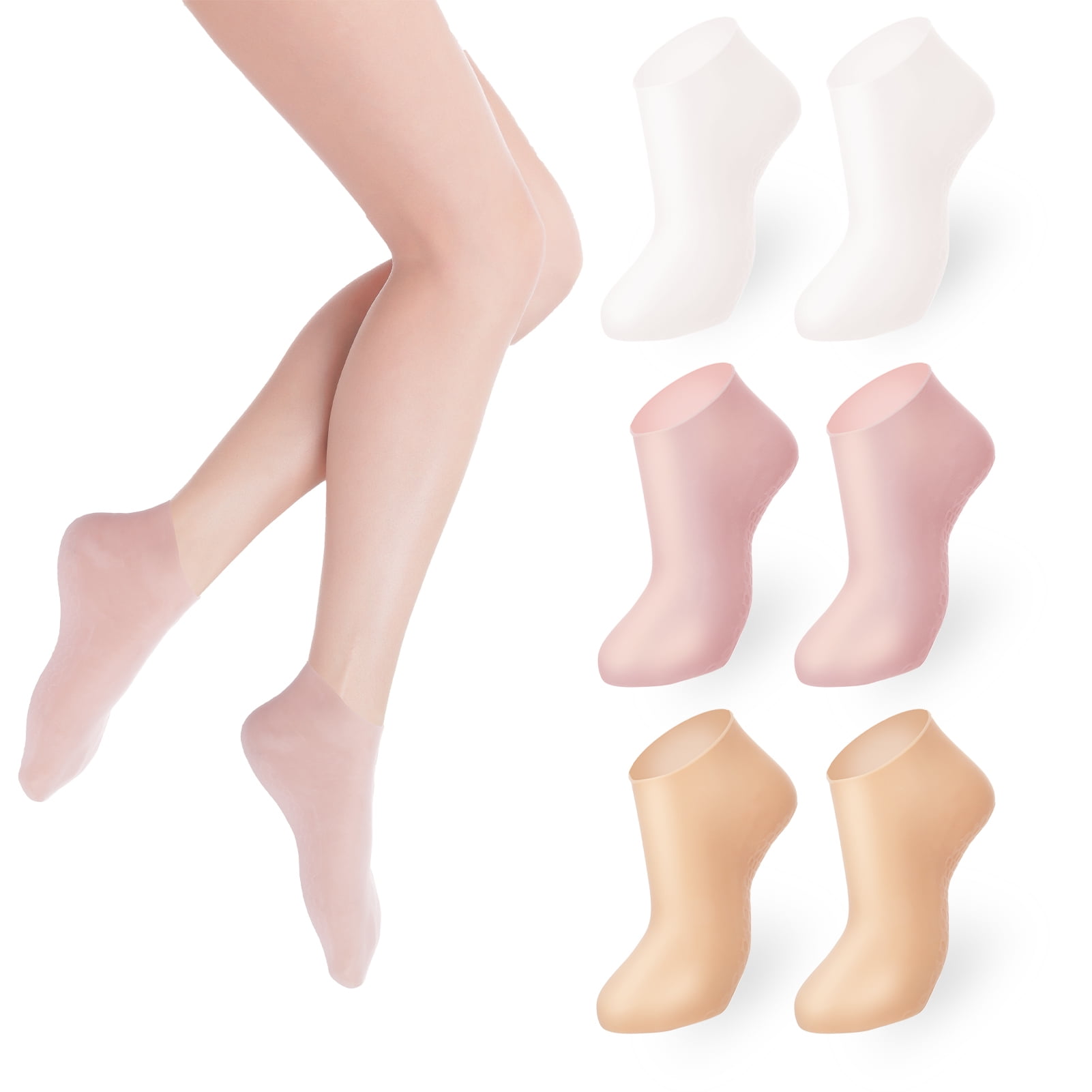 ITPCINC - 4 Pairs Moisturizing Socks, Silicone Socks for Women Men,  Non-Slip Soft Silicone Socks for Repairing Dry Feet, Cracked Heel and  Softening