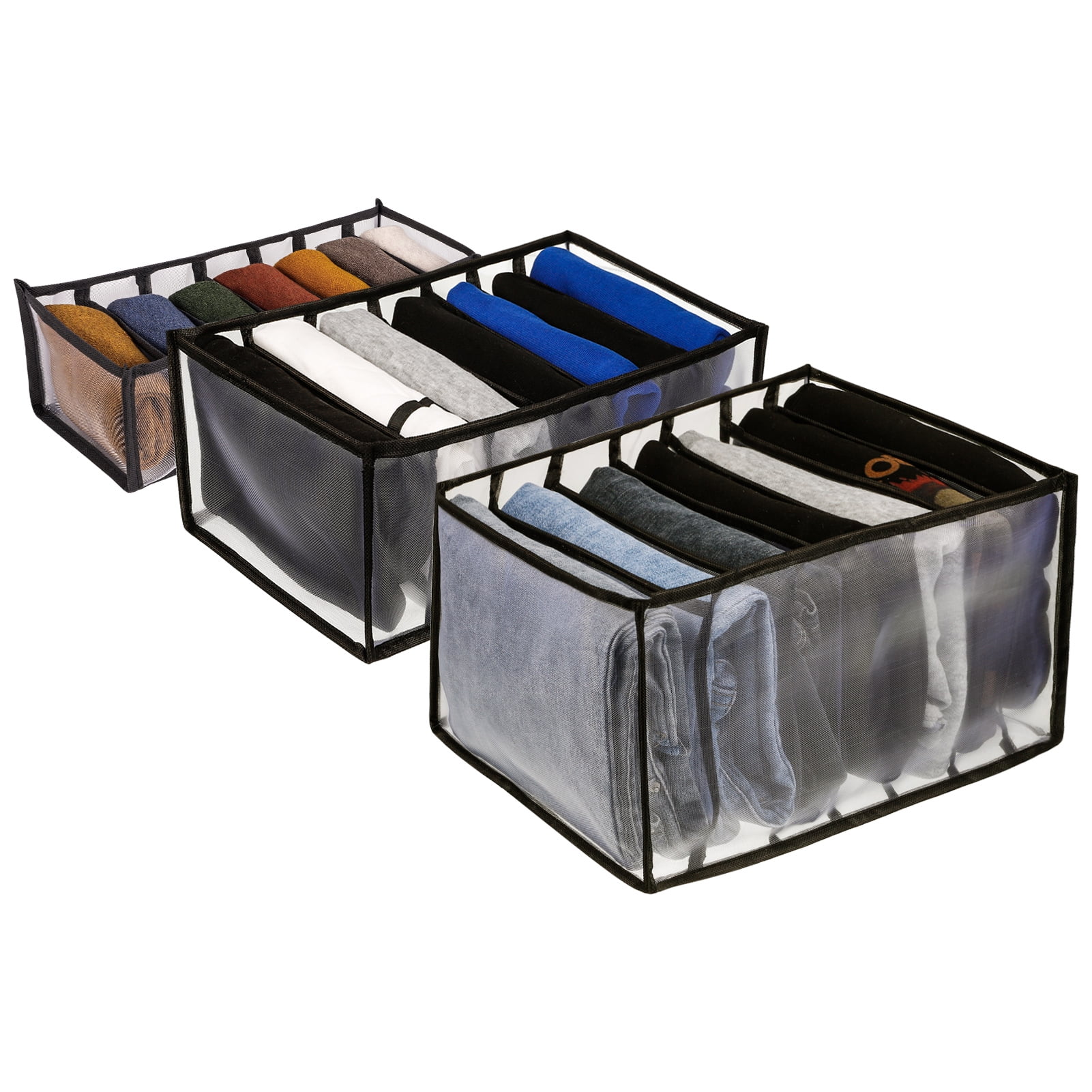 Abaima 3 Pcs 3 Sizes Washable Wardrobe Clothes Organizer 7 Grids