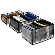 Abaima 3 Pcs 3 Sizes Washable Wardrobe Clothes Organizer 7 Grids Compartment Foldable Closet Mesh Drawer Organizer Storage for Jeans,Shirts,Clothes