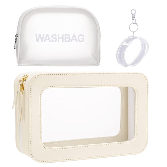 Abaima 3 Pcs Clear Travel Makeup Bag, Waterproof Travel Essentials Toiletry Bag for Women, Carry on Transparent PVC Cosmetic Organizer for Cosmetics Toiletries Skin Care Products